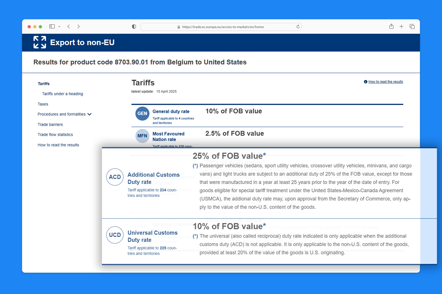 Access2Markets – ajourføring af de nye amerikanske toldsatser